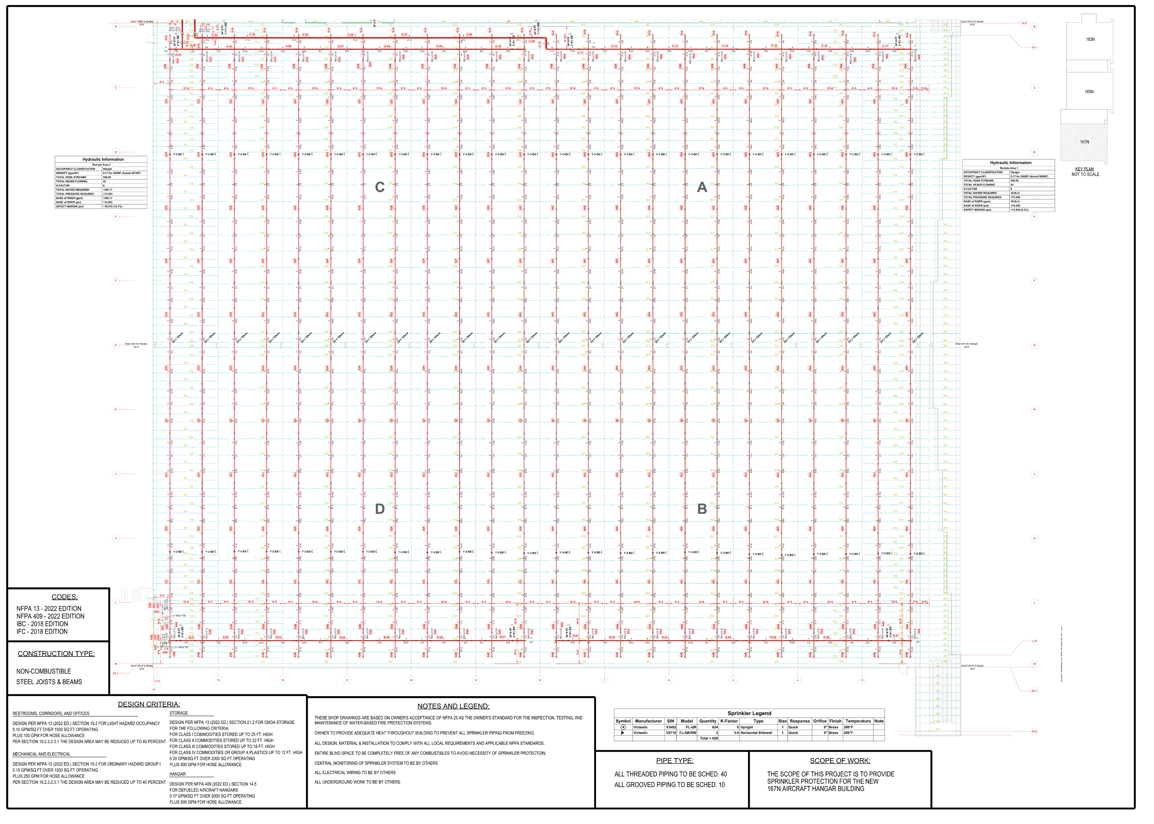 ACFL Hangar 167N, Aircraft Hangar, NFPA 409, a fire protection drawing by Rush Fire Protection
